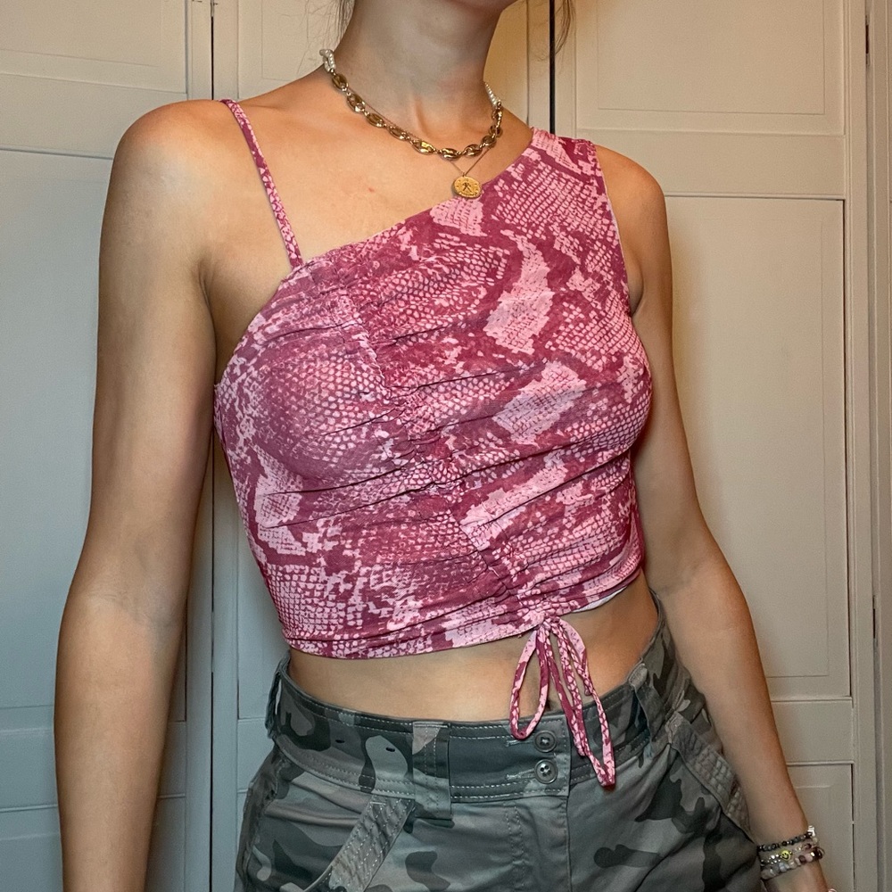 Cropped Pink Snake Top